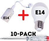 Proventa Lampfittingen incl. LED Lampen + Spanningzoeker - 10 x E14 verhuisfitting + LED Lamp - Wit