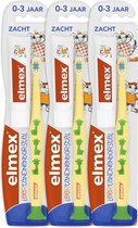 Elmex Leertandenborstel geel (0 tot 3 jaar) Zacht - 3 stuks  -met tandpasta