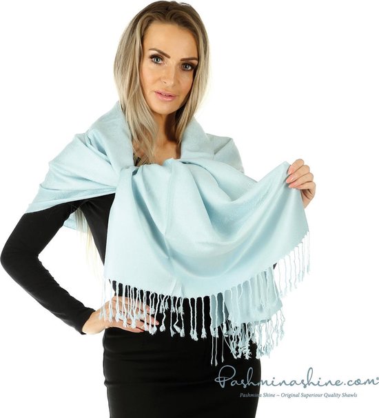 Pashmina Shine-Baby Blauw-Sjaal Dames-Omslagdoek-Cashmere-Zijde-Paisley