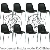 King of Chairs -set van 8- model KoC Elvira bruin met verchroomd onderstel. Kantinestoel stapelstoel kuipstoel vergaderstoel tuinstoel kantine stapel stoel kantinestoelen stapelsto