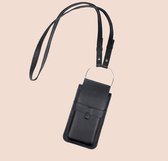 Sunny Side Up© IPhone Sling - telefoontasje dames crossbody - verstelbare schouderband - halskoord- zwart leder