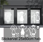 Raam - Muur sticker Sticky - Jongens - Boy  - Vrolijke Figuren - kinderen - Kinderkamer - Babykamer - Decoratief - Poppetjes - Stick figuur Kleur wit
