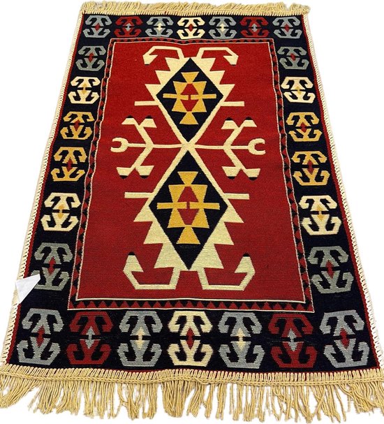 Kelim Vloerkleed Dalyan - Kelim Kleed - Kelim Tapijt - Oosterse Vloerkleed - 60x90 cm - Loper - Bankkleed