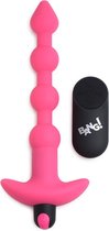 Vibrating Silicone Anal Beads & Remote Control - Pink