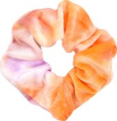 Scrunchie velvet oranje, roze, lila en rood