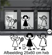 Fenêtre - Sticker mural Sticky - Filles - Happy Figurines - enfants - Chambre d'enfants - Chambre Chambre de bébé - Décoratif - Poupées - Stick figure Couleur noir