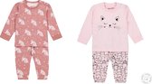 Dirkje SET (2stuks) pyjamas Bio Cotton Roze eenhoorn en Roze poes - 74/80