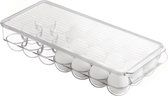 InterDesign Egg tray 21 oeufs - Transparent - Empilable & Avec couvercle - 21 oeufs