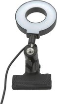 Kikkerland Ringlamp - ringlamp laptop - ringlamp telefoon met klem - RingLight - telefoonhouder ring lamp - USB