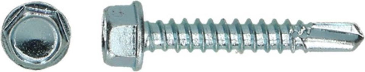 Plaatschroef zelfborend zeskante kop. 4.8x19mm. lang. 20 stuks verzinkt. I-Fix.