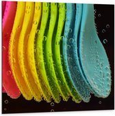 Dibond - Gekleurde Lepels in Water - 100x100cm Foto op Aluminium (Met Ophangsysteem)