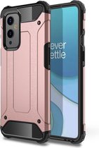 OnePlus 9 hoesje - MobyDefend Dubbelgelaagde Shockproof Pantsercase - Roségoud - GSM Hoesje - Telefoonhoesje Geschikt Voor: OnePlus 9