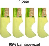 4 paar Bamboe Sneakersokken | Fel Geel | Bamboe | Footies | Unisex | Anti zweet | 35-38 | 100% Ecologisch | Anti transpirant