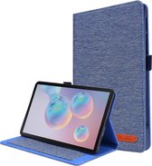 Voor Samsung Galaxy Tab A 8.4 (2020) Horizontale flip TPU + stof PU lederen beschermhoes met naamkaartclip (donkerblauw)