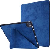 Voor iPad Pro 11 inch 2020 Marmer Stijl Doek Textuur Horizontale Vervorming Leren Flip Case met Houder & Pen Slot (Blauw)