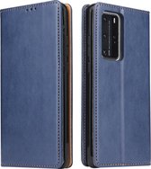 Voor Huawei P40 Pro Fierre Shann PU lederen textuur horizontale flip lederen tas met houder & kaartsleuven & portemonnee (blauw)