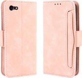 Voor iPhone SE (2020) Wallet Style Skin Feel Calf Pattern Leather Case, met aparte kaartsleuf (roze)