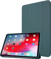 Voor iPad Pro 11 (2020) PC + PU lederen tas met drie vouwen (donkergroen)