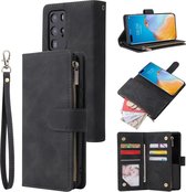 Voor Huawei P40 Pro multifunctionele horizontale flip lederen tas, met kaartsleuf en houder en rits portemonnee en fotolijst (zwart)