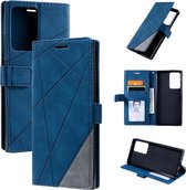 Voor Samsung Galaxy Note20 Ultra Skin Feel Splicing Horizontale Flip lederen tas met houder & kaartsleuven & portemonnee & fotolijst (blauw)