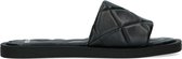 Manfield - Dames - Zwarte slippers met ruitpatroon - Maat 36