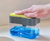 Invendio - Zeeppomp Dispenser en Sponshouder voor Spoelbak Afwasmiddel Zeepdispenser (grijs)