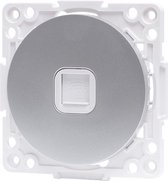 Telefoon Stopcontact - Wandcontactdoos - Aigi Jura - Inbouw - Rond - Kunststof - 1-voudig RJ11 - Zilver - BES LED
