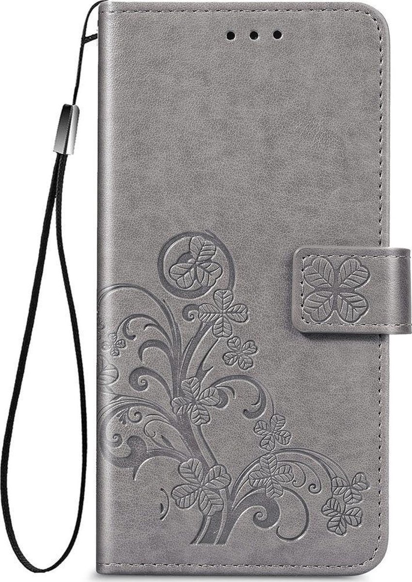 Mobigear Telefoonhoesje geschikt voor OPPO Reno 4 Hoesje | Mobigear Clover Bookcase Portemonnee | Pasjeshouder voor 3 Pasjes | Telefoonhoesje voor Pinpas / OV Kaart / Rijbewijs - Grijs