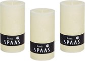 12x stuks Ivoor witte rustieke cilinderkaars/stompkaars 7 x 13 cm 60 branduren - Geurloze kaarsen ivoor wit - Stompkaarsen