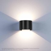 Wandlamp Binnen en Buiten - LED - 10W - 3000K Up en Down licht - lichtbundel Verstelbaar - voor Woonkamer, Slaapkamer, Hal - Zwart Cilindrisch