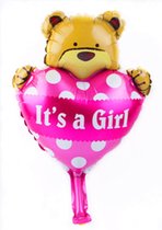 Geboorteballon | beer - it's a girl | 29.5 x 45 cm - Multikleur