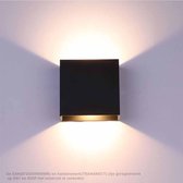 Wonix® - Wandlamp Binnen - LED - 10W - 3000K Up en Down licht - incl. lichtbron - voor Woonkamer, Slaapkamer, Hal - Zwart Square
