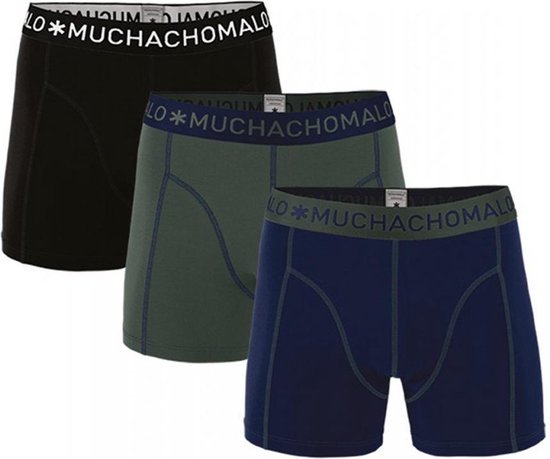 Muchachomalo Basiscollectie Jongens Boxershorts - 3 pack - Donkerblauw/Legergroen/Zwart