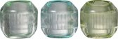J-Line Theelichthouder Ribbels Strook Glas Transparant/Mix Assortiment Van 3