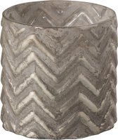 J-Line Windlicht Zigzag Glas Grijs/Champagne Small