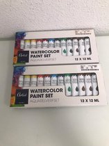 Aquarelverfset - twaalf tubes met 12 ml - in twaalf kleuren