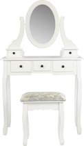 Kaptafel - make up visagie opmaaktafel - toilettafel - spiegel en krukje - wit