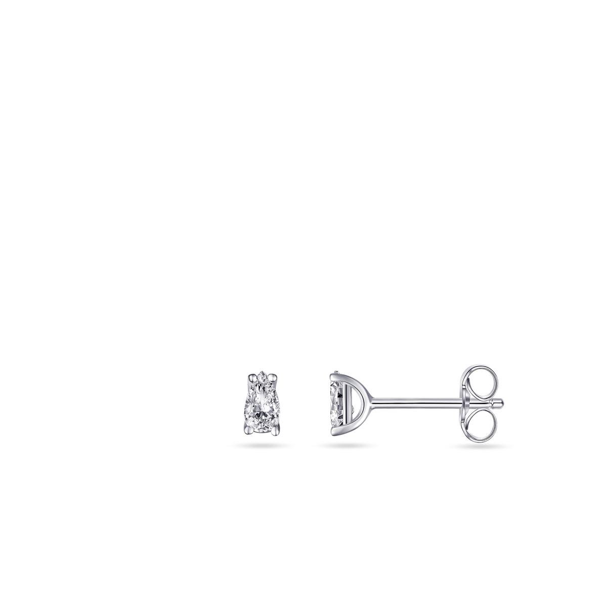 Jewels Inc. - Oorsteker - Solitaire gezet met een Peer geslepen Zirkonia Steen - 5mm x 3mm - Gerhodineerd Zilver 925