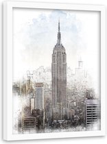 Foto in frame , Empire State Building  ,70x100cm , Multikleur , wanddecoratie