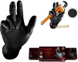 Grippaz Max-Grip Nitril Handschoenen - Maat L - Zwart - 50 Stuks