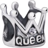 Quiges - 925 - Zilveren - Bedels -Sterling zilver - Beads - Kroon Queen Kraal Charm - Geschikt – voor - alle bekende merken - Armband Z118