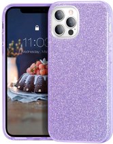 Apple iPhone 12 Pro Max | Back Cover Telefoonhoesje | Paars | TPU hoesje | Glitter