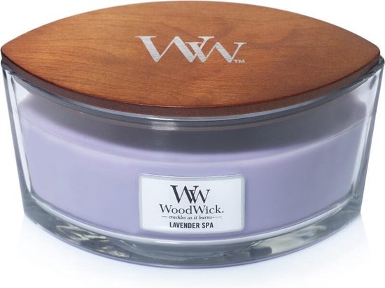 Woodwick Heartwick Flame Ellipse Geurkaars - Lavender Spa
