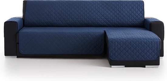 Bankbeschermer Duo Chaise Longue Blauw Rechts - 200cm breed - Bankhoes van zacht microvezel voor optimaal comfort - Bescherm hoes voor hoekbanken