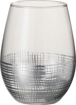 J-Line Raster Bol glas - drinkglas - zilver - woonaccessoires