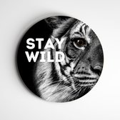 IDecorate - Schilderij - Stay Wild Tijger Zwart/wit - Zwart En Wit - 60 X 60 Cm