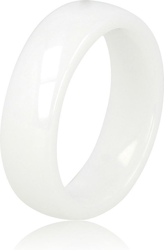 My Bendel - Keramieken ring wit 6mm - Mooi blijvende brede ring wit - Draagt heerlijk en onbreekbaar - Met luxe cadeauverpakking