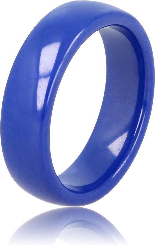 My Bendel - Keramieken ring kobalt blauw 6mm - Mooi blijvende brede ring kobalt blauw - Draagt heerlijk en onbreekbaar - Met luxe cadeauverpakking