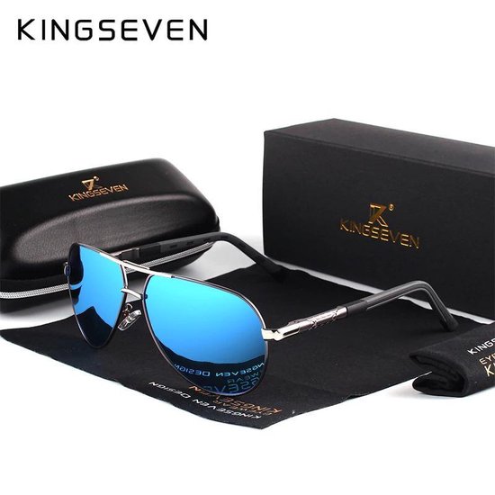 KingSeven Bluestar - Lunettes d'aviateur avec UV400 et filtre polarisant - Lunettes de soleil aviateur