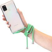 Mobiparts  Samsung Galaxy A21s (2020) Groen hoesje met koord